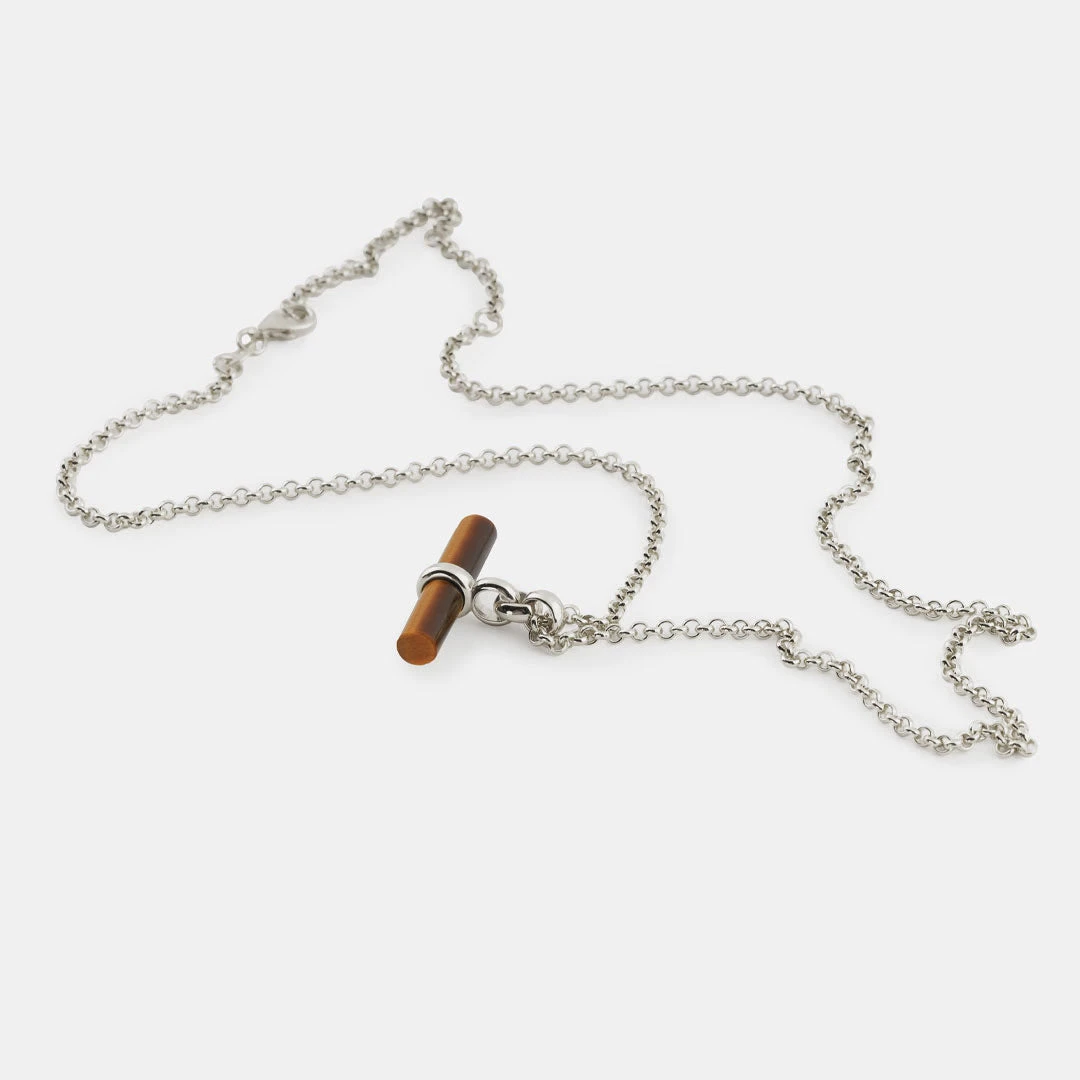 Silver Tigers Eye T-Bar Necklace 8 Silver Tigers Eye T-Bar Necklace - Image 6