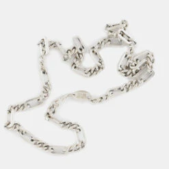 Silver Track Chain Necklace 16 Silver Track Chain Necklace -SERGE DENIMES Shop Silver Track Chain Product Shot 4 Grey