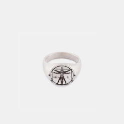 Silver Vitruvian Ring -SERGE DENIMES Shop Silver Vitruvian Ring Product Shot Tilt Grey