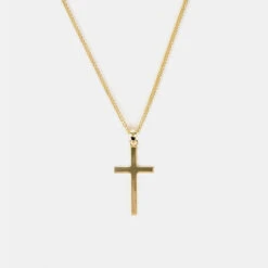 Gold Cross Necklace 15 Gold Cross Necklace -SERGE DENIMES Shop gold cross necklace grey 2
